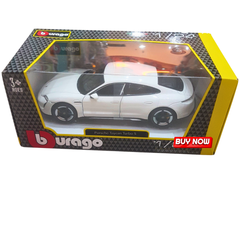 ⚡ Porsche Taycan Turbo S Diecast Car – 1:24 Scale Electric Sports Car Model by Bburago | Premium White Toy for Kids Age 3+