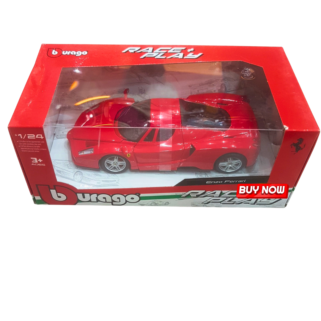 🏎️ Enzo Ferrari Diecast Toy Car – 1:24 Scale Red Supercar Model by Bburago | Race & Play Series for Kids Age 3+