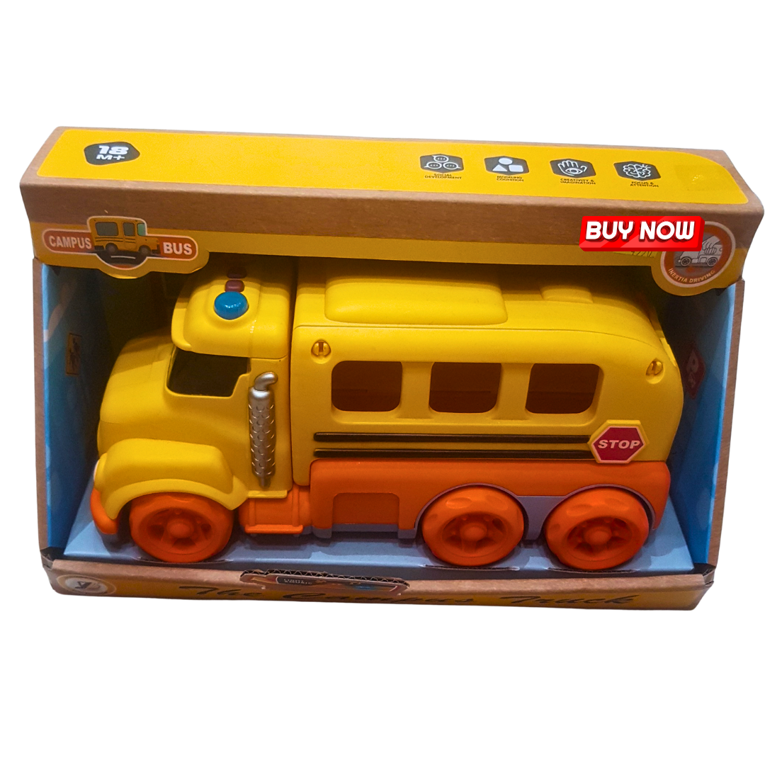 🚌 Campus School Bus Toy for Kids – Bright Yellow Educational Push Vehicle with Smooth Wheels | Safe & Durable for Ages 18 Months+