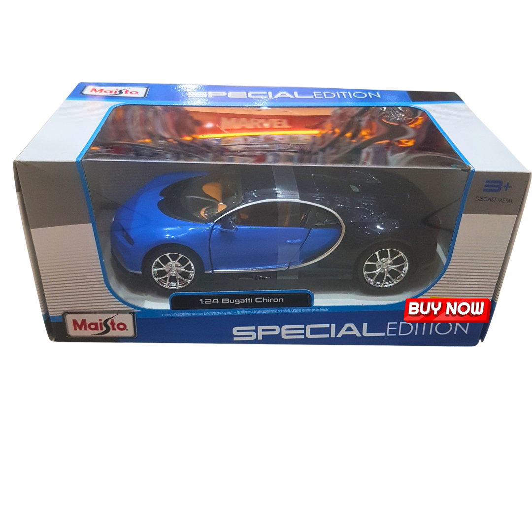 🏎️ Bugatti Chiron Diecast Car – 1:24 Scale Special Edition Supercar by Maisto | Luxury Blue Toy Vehicle for Kids Age 3+