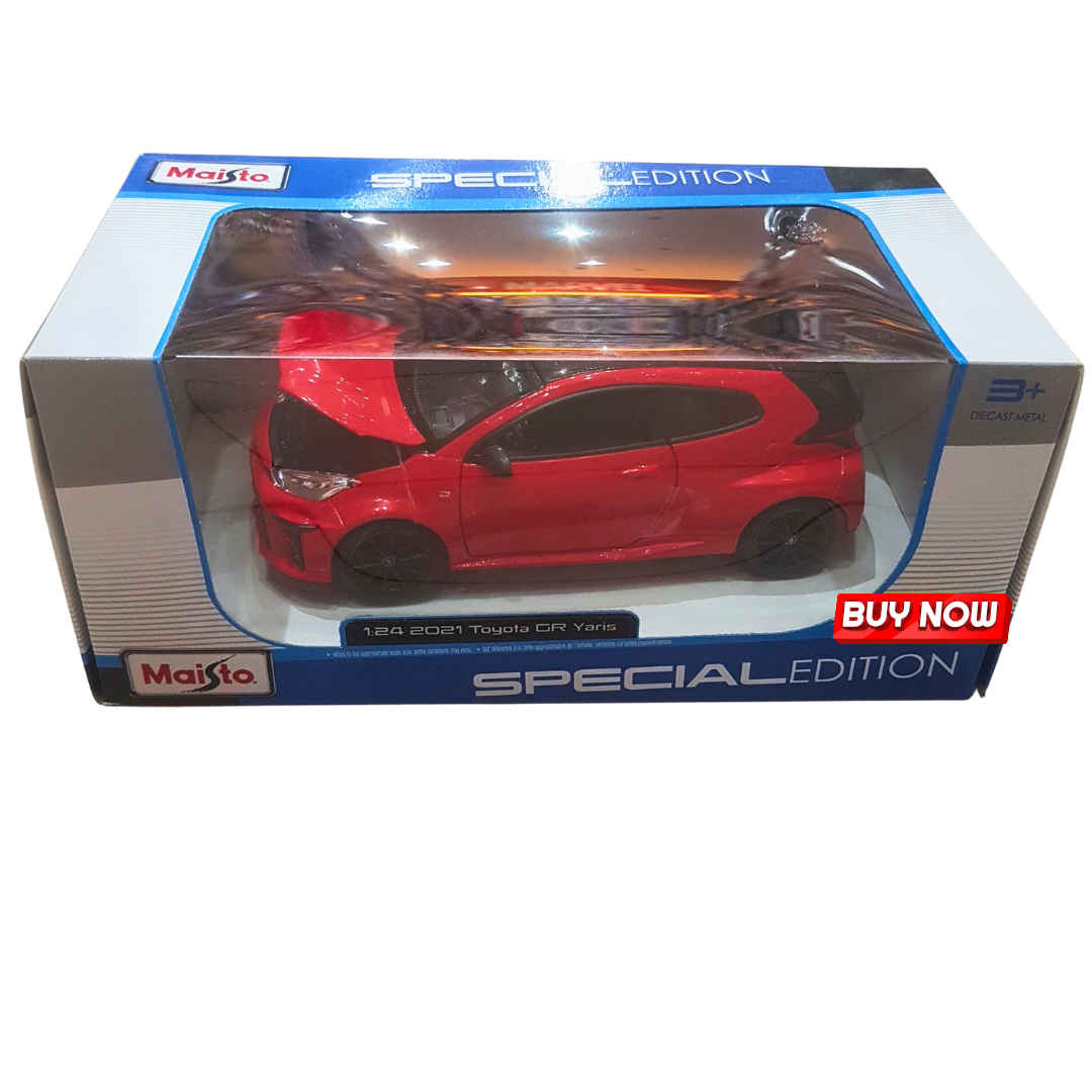 🚗 Toyota GR Yaris 2021 Diecast Car – 1:24 Scale Red Hot Hatch Model by Maisto | Special Edition Toy Vehicle for Kids Age 3+