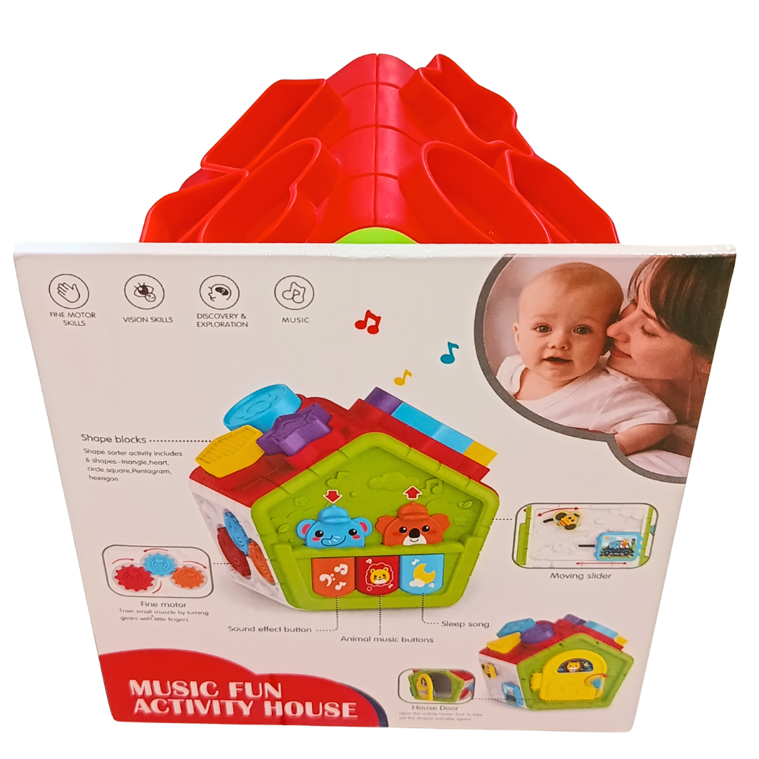 OBY Toys Music Fun Activity House back packaging with play features