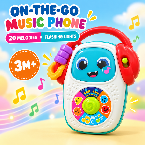On-the-Go Music Phone infant musical toy with 20 melodies and flashing lights