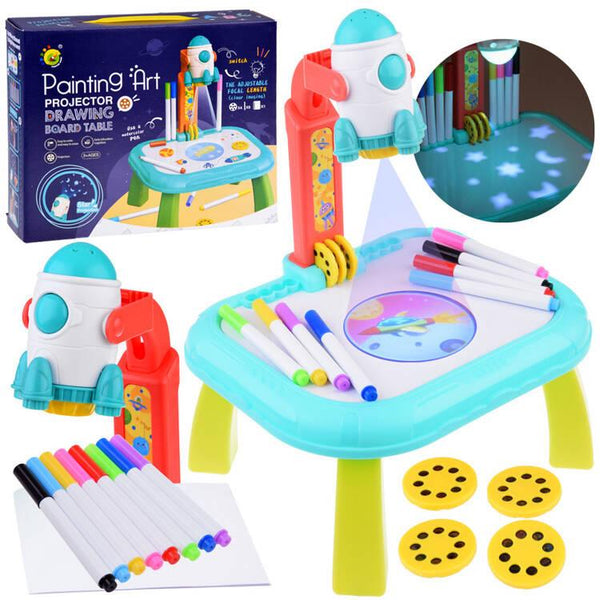 Kids Painting Art Projector Drawing Board Table – Rocket Projection Drawing & Coloring Set
