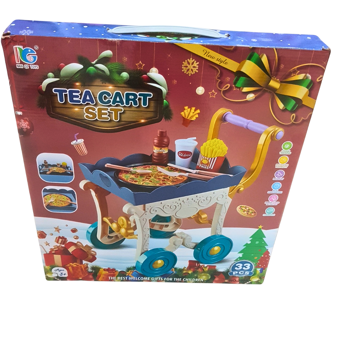 Tea Cart Play Set – 33-Piece Kids Food Serving Trolley | Pretend Play Tea Party | New Arrival Secondary image