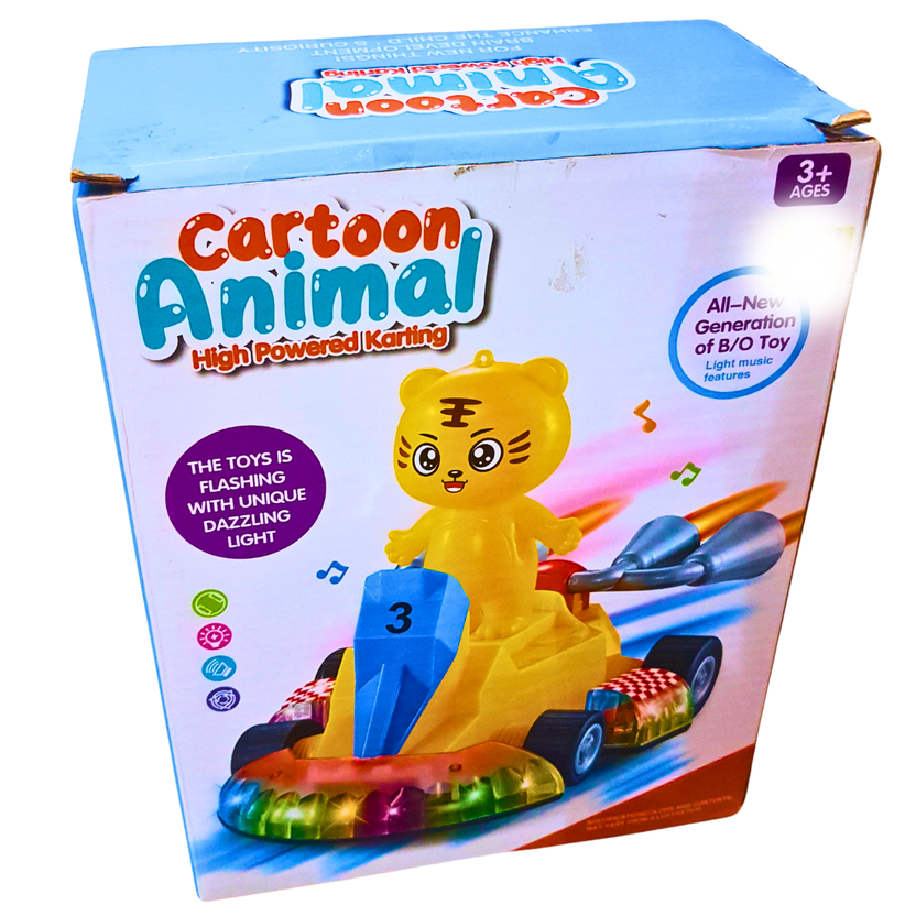 Cartoon Animal High Powered Karting with Flashing Lights & Music – Interactive Electric Racing Toy for Kids 3+ Main image