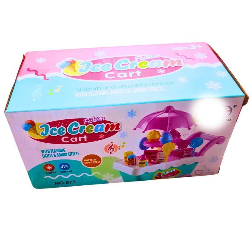 Fashion Ice Cream Cart Toy with Lights & Sound Effects – Pretend Play Dessert Stand for Kids | Ages 3+ Main image