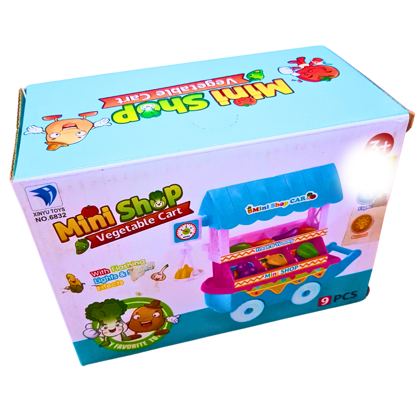 Mini Shop Vegetable Cart Toy with Lights & Sounds – Pretend Play Grocery Stand for Kids | 9 PCS Set | Age 3+ Main image