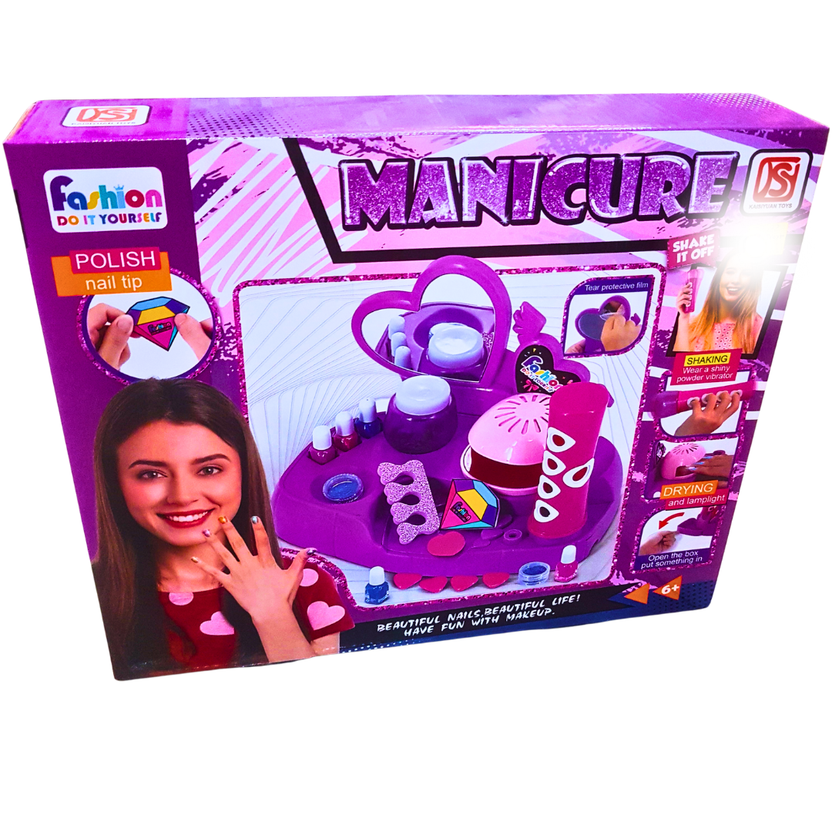 DIY Manicure Set for Kids - Complete Nail Art Kit with Polish, Drying Lamp & Vibrating Powder Shaker, Ages 6+ Main image