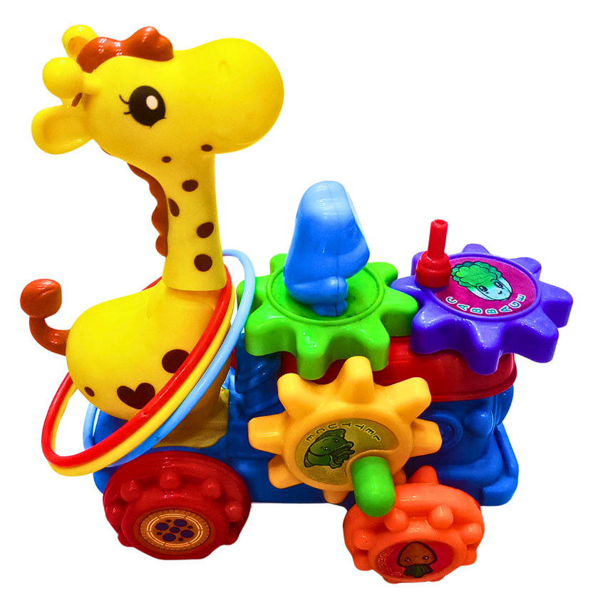 Giraffe Ring Toss & Gear Play Toy – 360° Rotating Fun with Music and Lights | Educational Activity Toy for Toddlers | Ages 3+ Main image