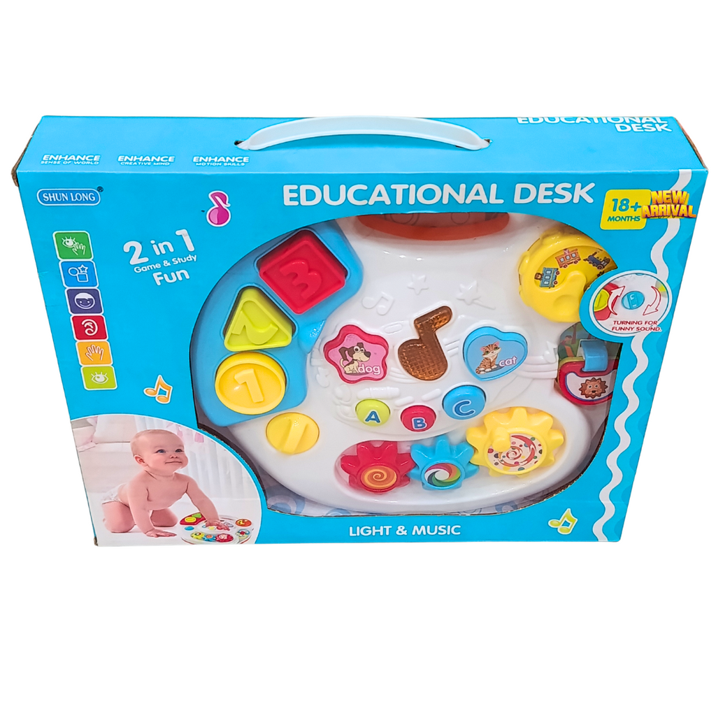 Shun Long educational desk front packaging showing buttons and gears