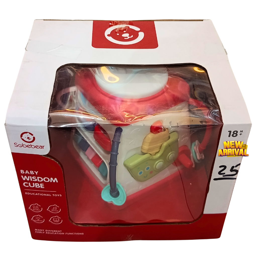 Sobebear Baby Wisdom Cube real front box showing boat and bead activities