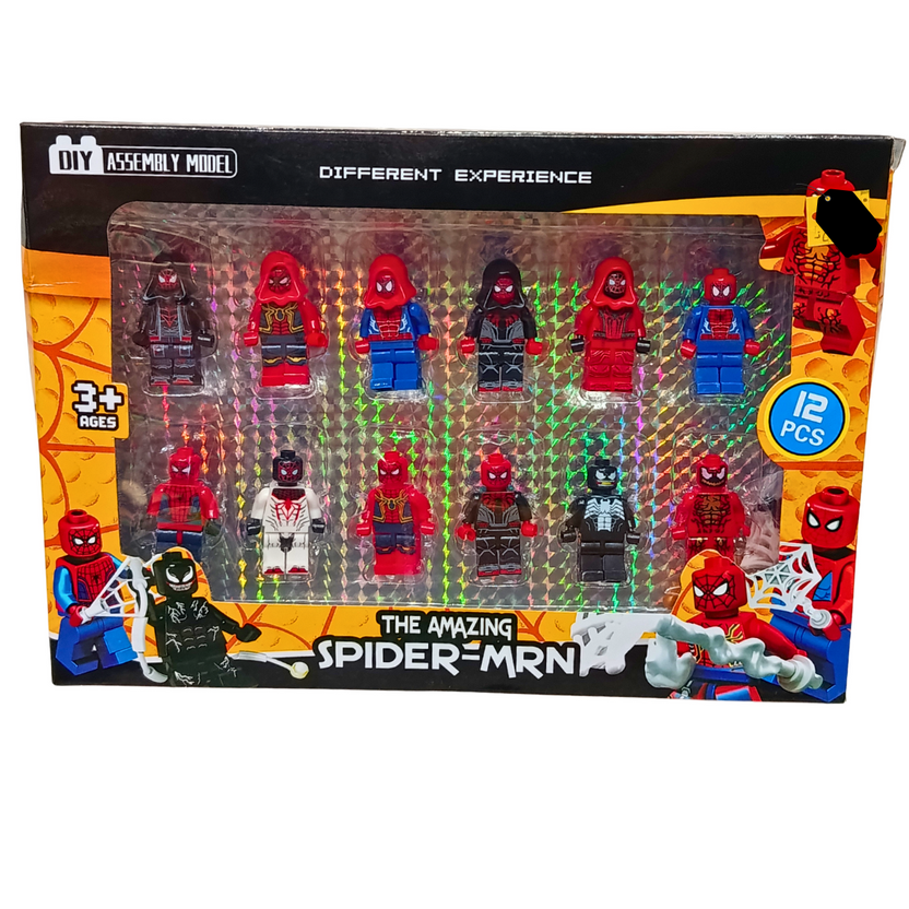 Spider-Man themed 12-piece DIY assembly mini figure set Main image