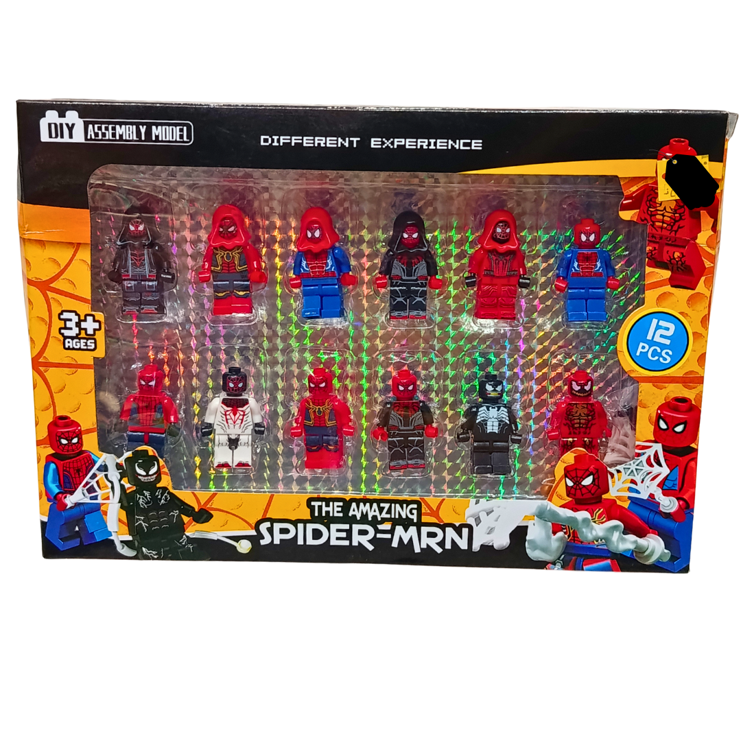 Spider-Man themed 12-piece DIY assembly mini figure set