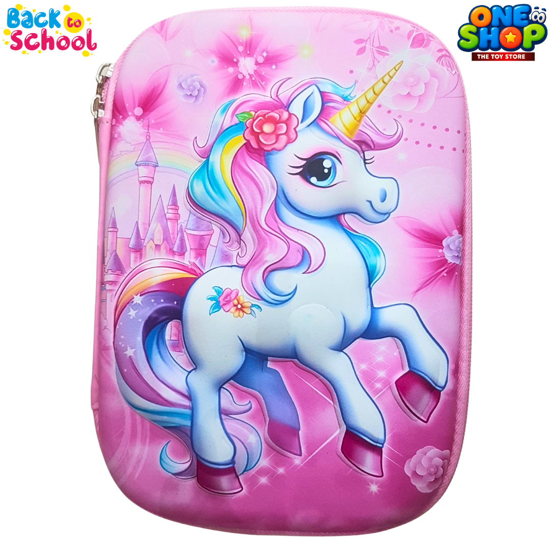 3D Unicorn Pencil Pouch for Girls – Pink Hard Shell Stationery Organizer | Magical Back to School Case 2025