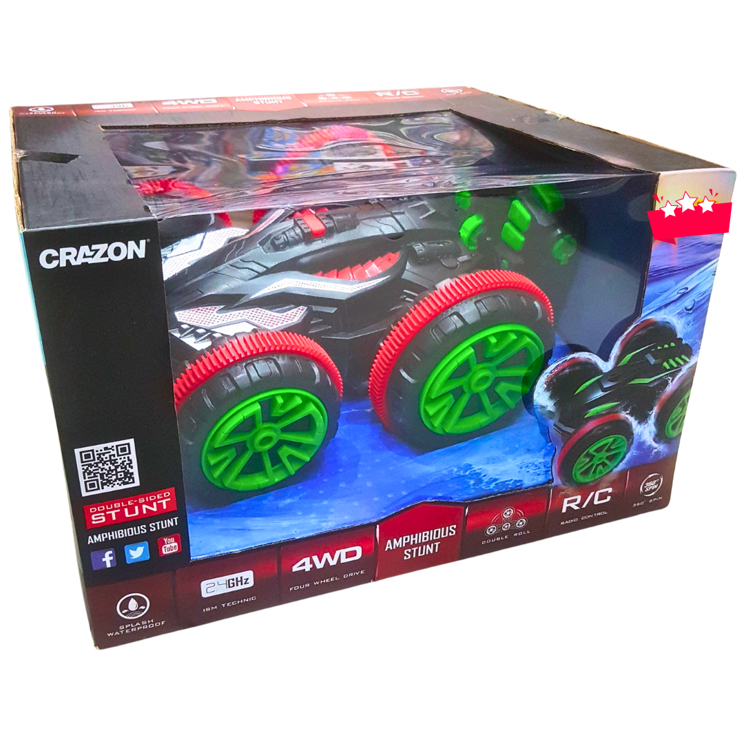 CraZon 4WD Amphibious Stunt RC Car – Waterproof Remote Control Car with 360° Rotation | Off-Road & Water-Resistant Stunt Vehicle