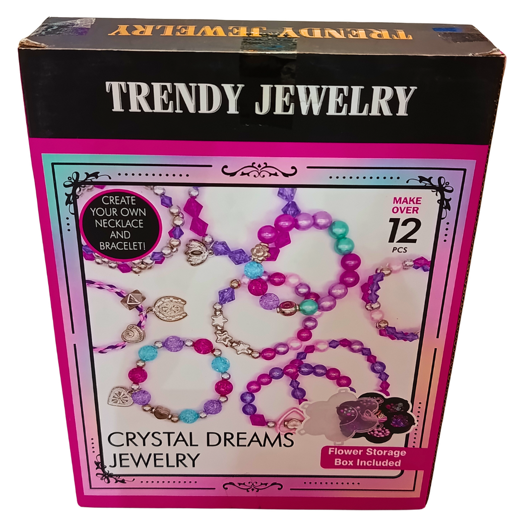 Trendy Jewelry Crystal Dreams making kit front box with colourful necklace and bracelet beads and flower storage box