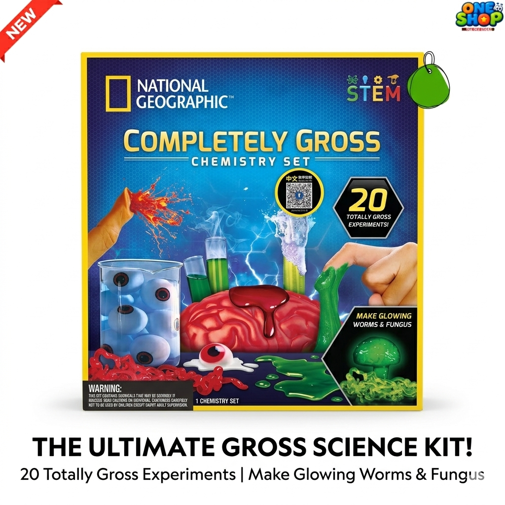 National Geographic Completely Gross Chemistry Set for Kids – STEM Science Experiment Kit with 20 Fun Activities | Educational Learning Toy for Boys & Girls