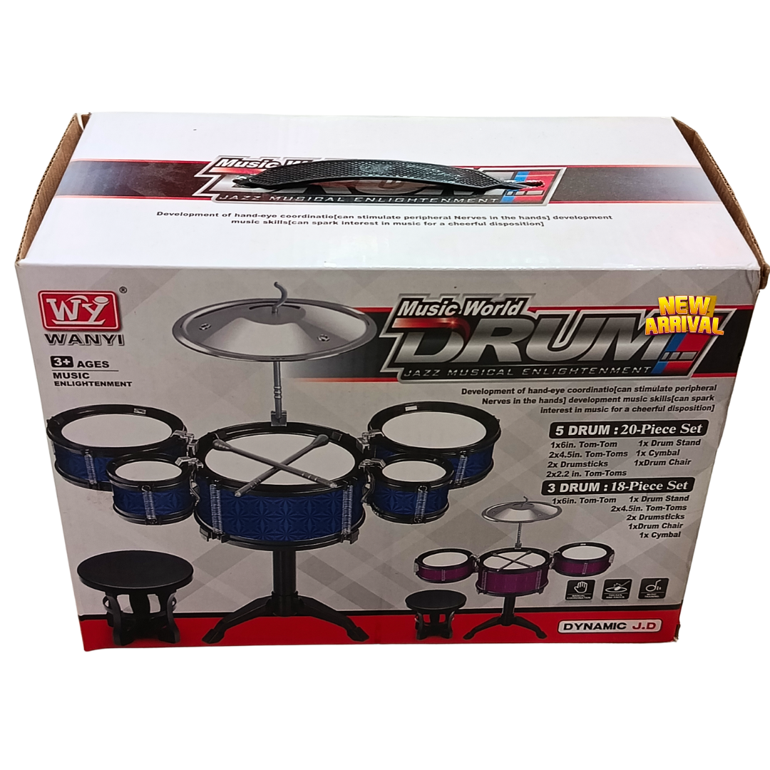 WANYI Music World Kids Jazz Drum Set – Blue 5-Drum 20-Piece Musical Playset with Cymbal & Stool | Ages 3+ Secondary image