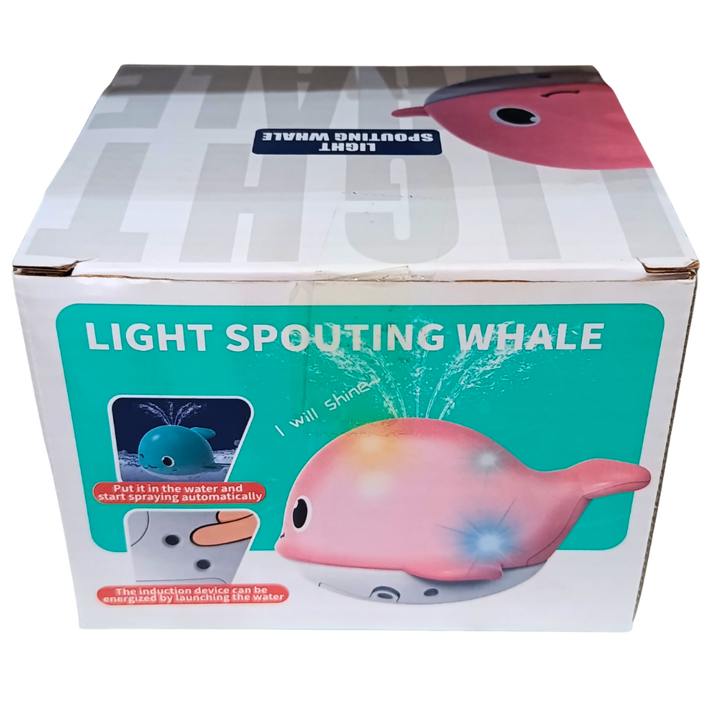 Light Spouting Whale original box showing pink whale