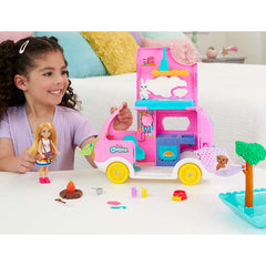 Barbie Camper, Chelsea 2-in-1 Playset With Small Doll, 2 Pets & 15 Accessories