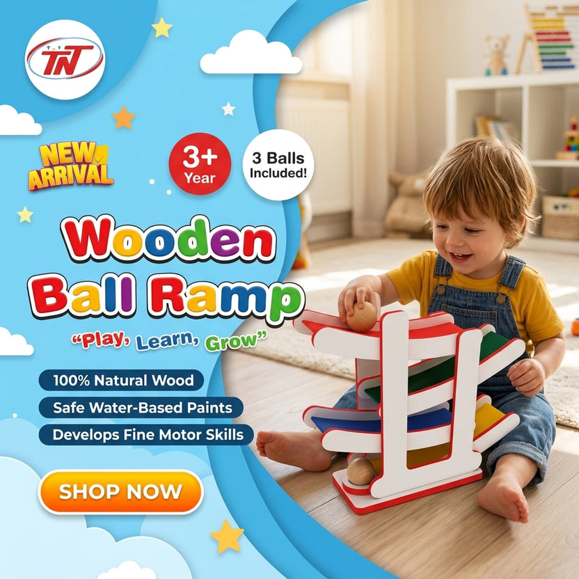 Promotional illustration of TN Wooden Ball Ramp Main image