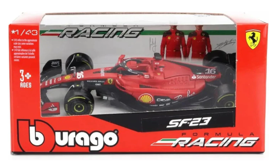 Bburago Ferrari F1 SF-23 Charles Leclerc Diecast Car – 1:43 Scale Official Scuderia Ferrari Model 2023