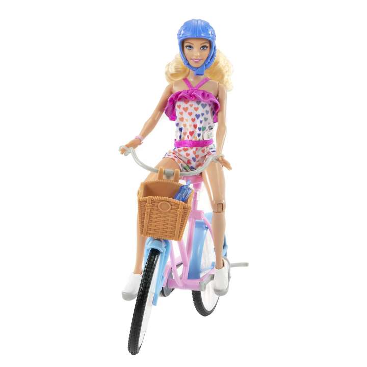 Barbie Doll And Bike Playset With Doll in, Blonde) Bicycle