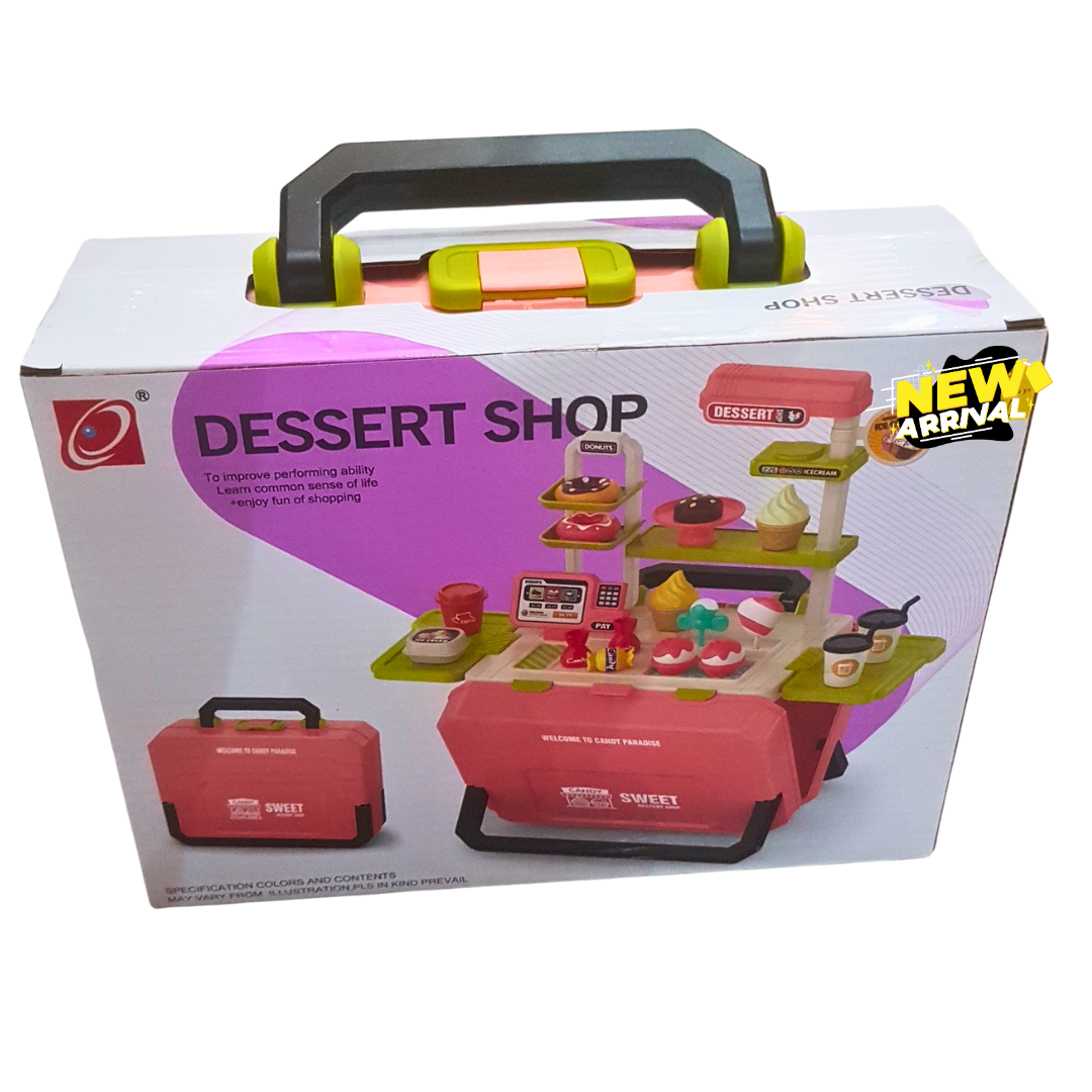 🍩 Dessert Shop Play Set for Kids – Portable Sweet Shop with Cupcakes, Donuts, Ice Cream & Cash Register | Pretend Play Carry Case (Ages 3+)