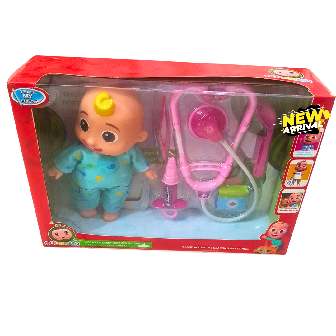 🍼 Baby Doll with Doctor Set – Pretend Medical Kit for Kids with Stethoscope, Syringe & Accessories | Role Play Toy (Ages 3+)