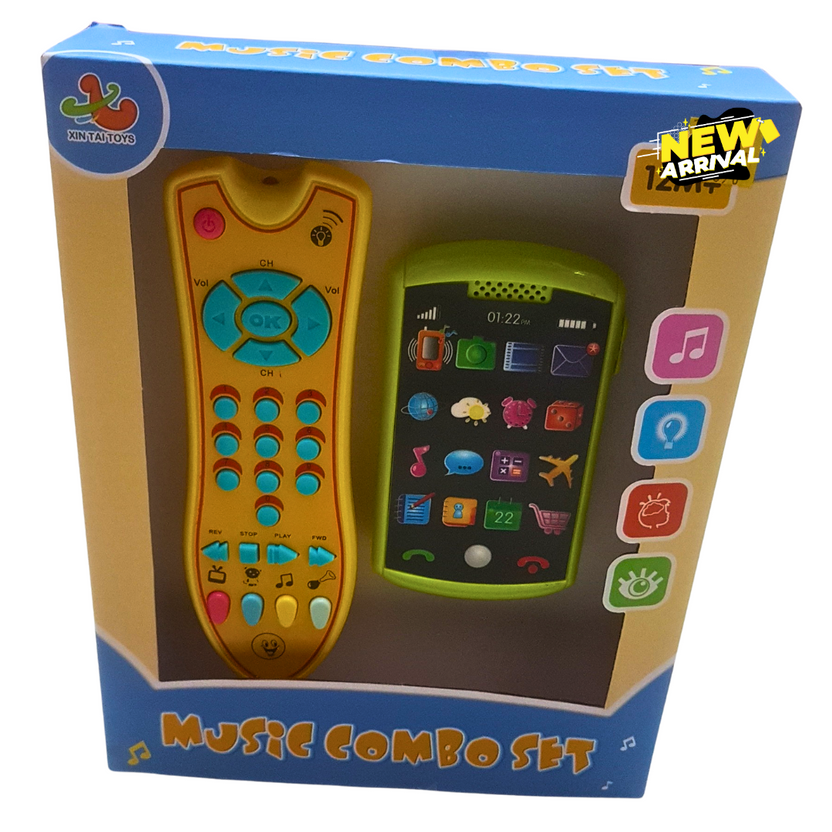 📱🎶 Musical Remote & Phone Combo Set for Kids – Light-Up Learning Toy with Sounds, Music & Buttons | Baby Role Play Electronic Toy (Ages 1+) Main image