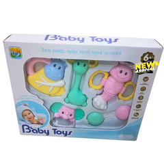 🐘 Baby Rattle & Teether Toy Set – Safe BPA-Free Sensory Toys for Infants | 6+ Months Developmental Gift Pack (Zero Paint, Soft Colors)