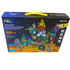 🧲 68-Piece Magnetic Space Building Blocks Set – DIY Pipeline Track & 3D Construction Toy for Kids | STEM Educational Playset (Ages 3+)