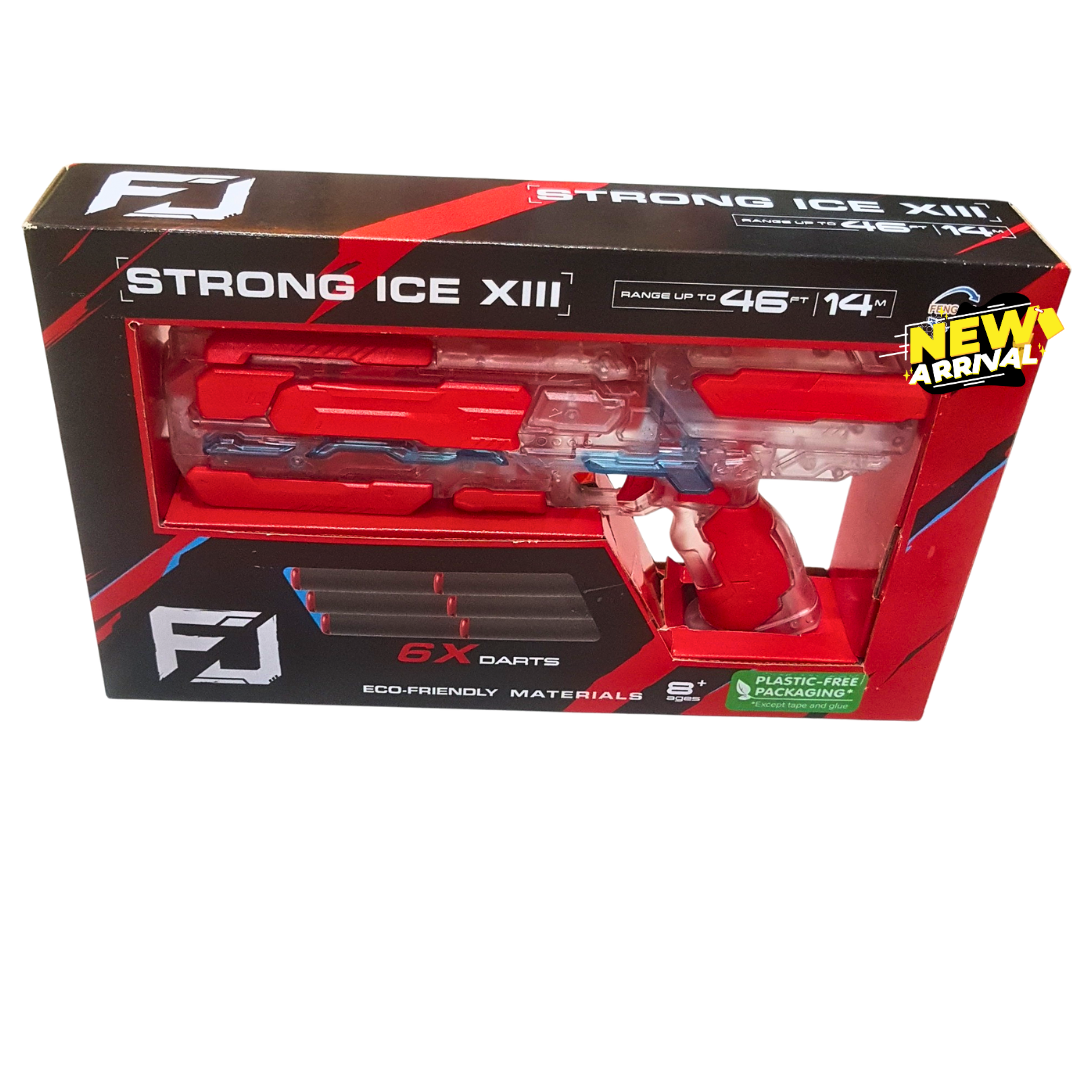 🔫 FJ Strong Ice XIII Soft Bullet Gun – 6 Darts Blaster Toy for Kids | 46 Ft Range, Eco-Friendly Packaging (Ages 8+)