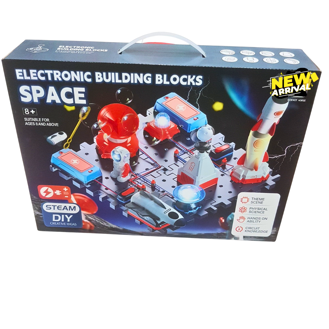 🌌 Space Electronic Building Blocks Kit – DIY Circuit Learning Toy for Kids 8+ | STEAM Educational Space Lab Set