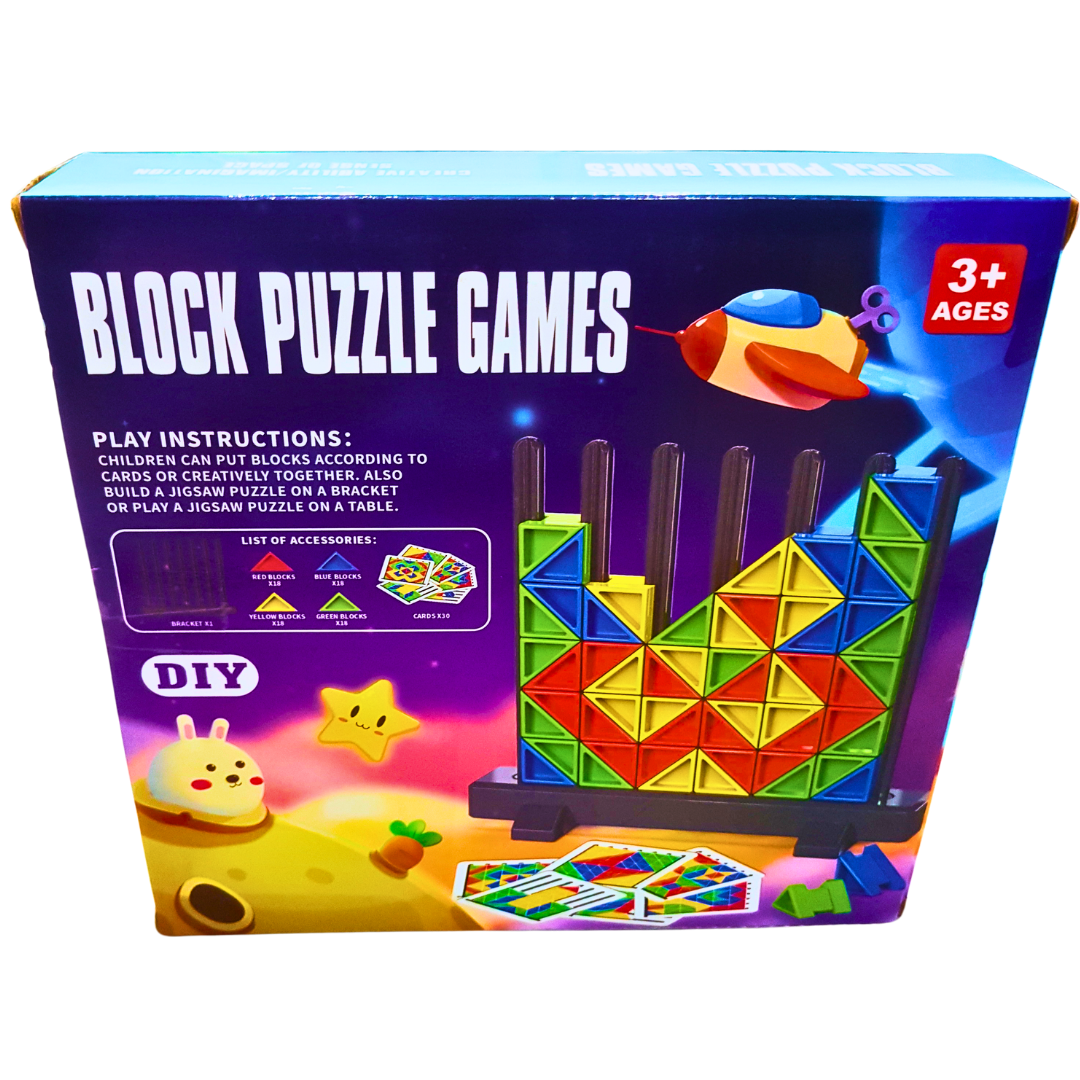 DIY Block Puzzle Games for Kids – Creative Building & Stacking Set with Colorful Blocks and Pattern Cards | Ages 3+ Secondary image