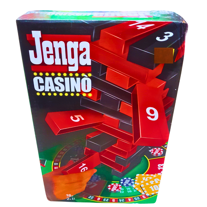 Jenga Casino Edition – Stack and Gamble Strategy Game with Numbered Blocks & Betting Chips | Ages 18+ | 2+ Players Main image