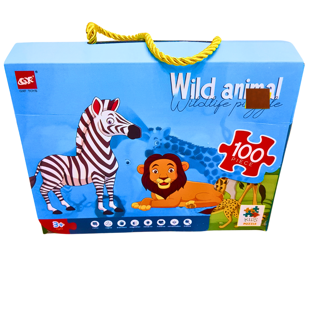 100-Piece Wild Animal Jigsaw Puzzle for Kids – Educational Wildlife Puzzle Toy