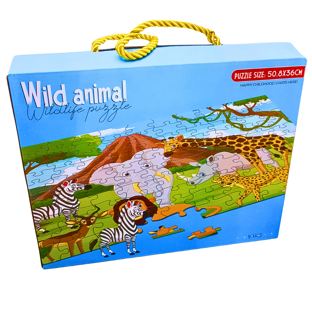 100-Piece Wild Animal Jigsaw Puzzle for Kids – Educational Wildlife Puzzle Toy Secondary image