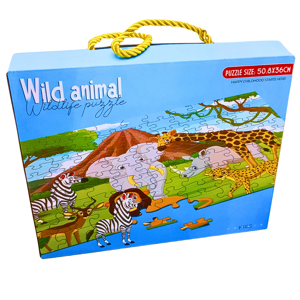 100-Piece Wild Animal Jigsaw Puzzle for Kids – Educational Wildlife Puzzle Toy
