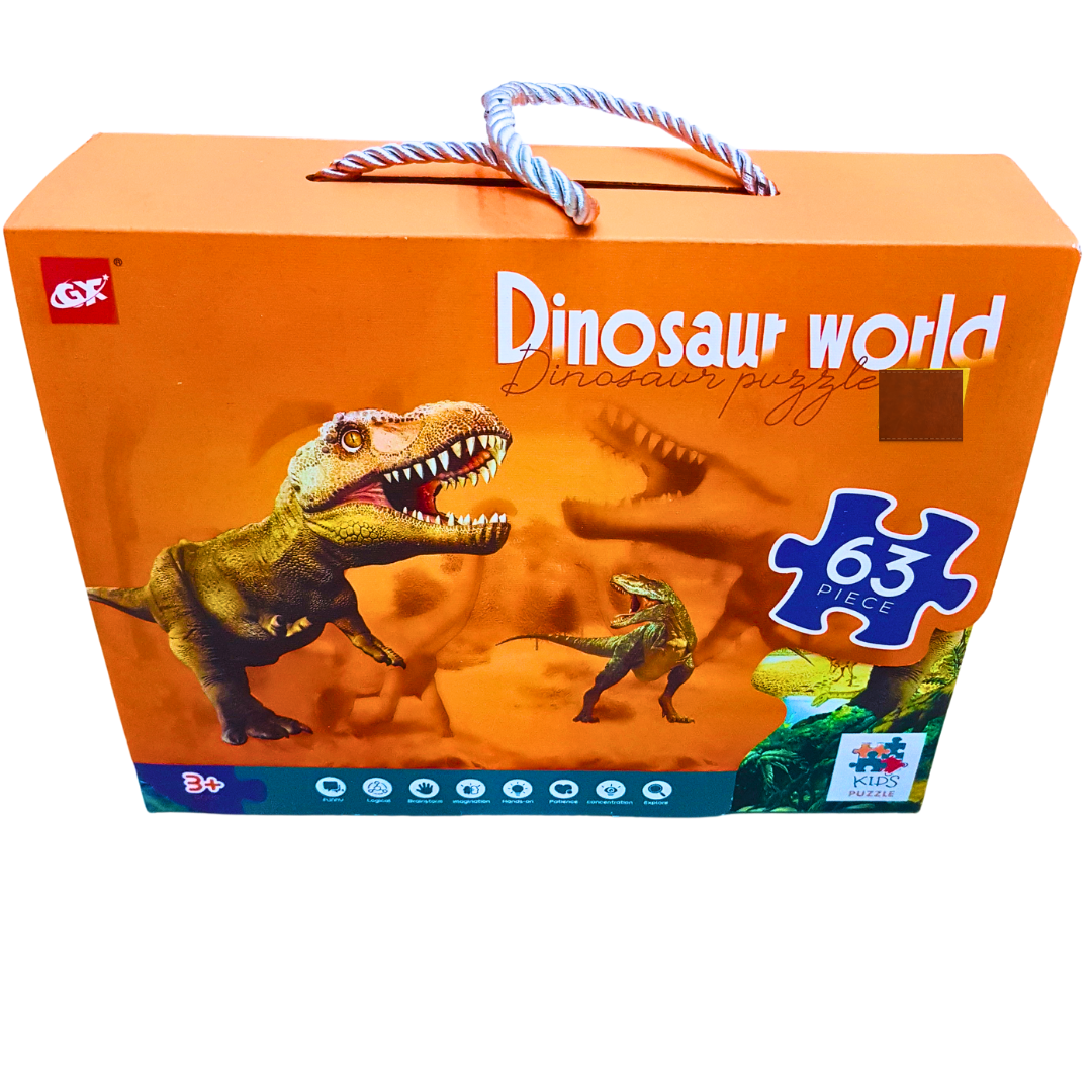 63-Piece Dinosaur World Jigsaw Puzzle for Kids – Educational Prehistoric Adventure Puzzle Secondary image