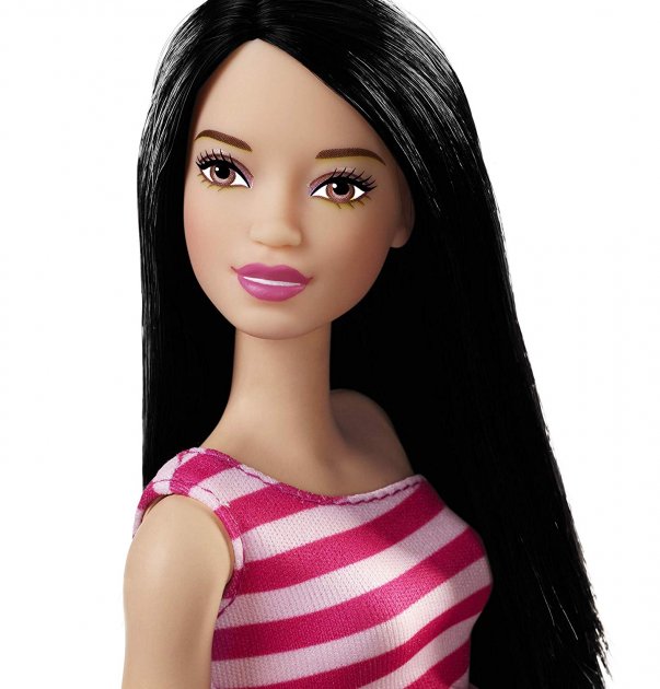Barbie Glitz Doll, Pink & White Stripe Ruffle Dress