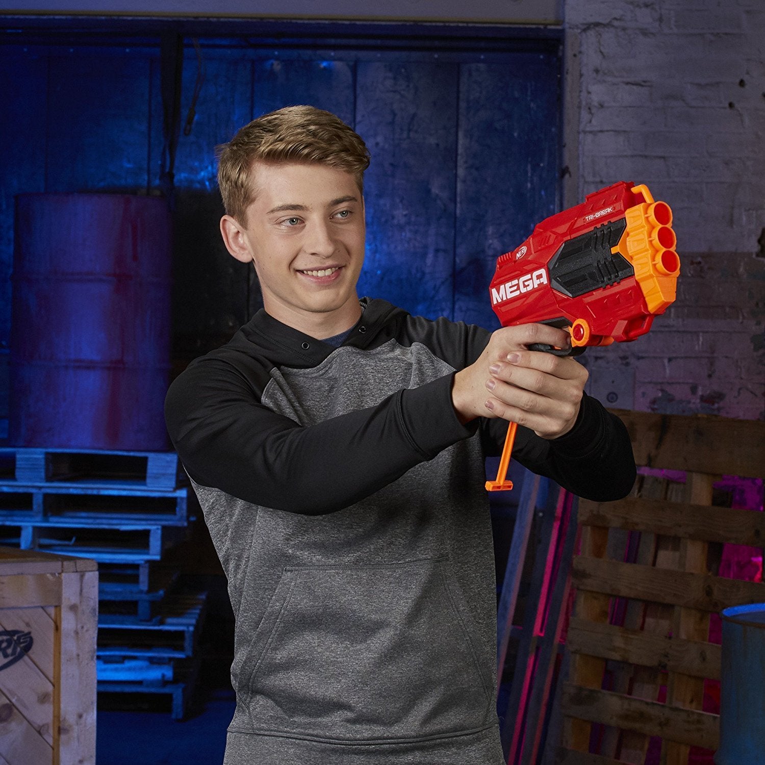 NERF N-Strike Mega Tri-Break Blaster - Break-Open Mega Dart Blaster for Kids 8+