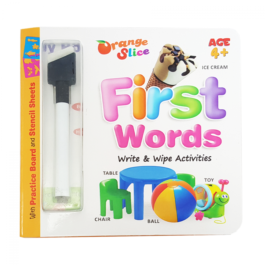 Write & Wipe Books  with practice board - Orange Slice - 