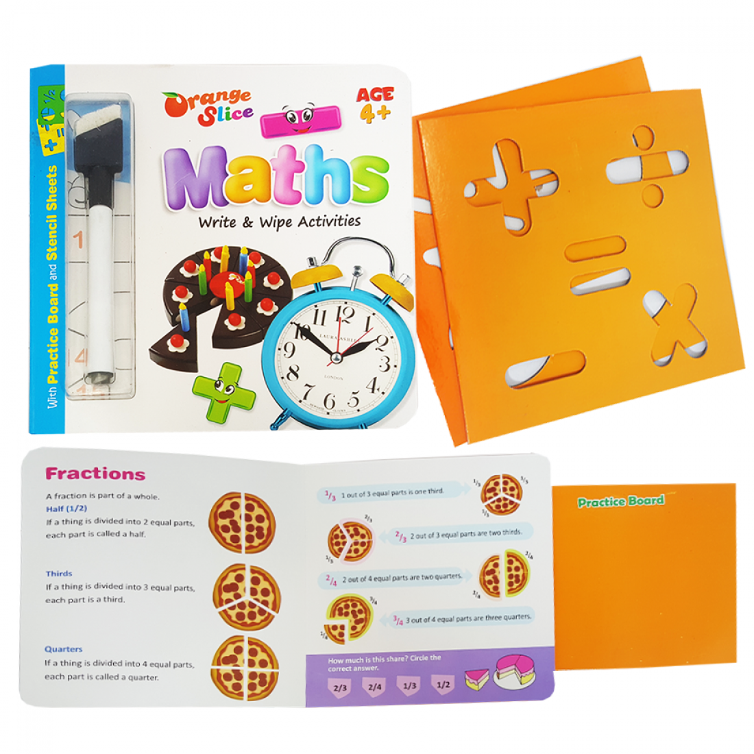 Write & Wipe Books  with practice board - Orange Slice - 