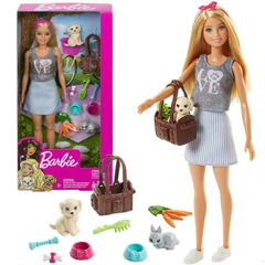 Barbie Animal Lovers Playset Puppy and Bunny Doll Mattel CHOP
