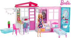 Barbie Doll and Dollhouse, Portable 1-Story Playset with Pool and Accessories