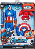 Marvel Avengers Titan Hero Series Blast Gear Captain America, 12-Inch, with Launcher, 2 Accessories and Projectile