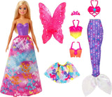Barbie Dreamtopia Dress Up Doll Gift Set, 12.5-Inch, Blonde with Princess, Fairy and Mermaid Costumes, Gift for 3 to 7 Year Olds, Multicolor