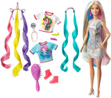 Barbie Fantasy Hair Doll, Blonde, with 2 Decorated Crowns, 2 Tops & Accessories for Mermaid and Unicorn